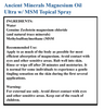 Magnesium Oil Ultra Ingredients and Recommended Use